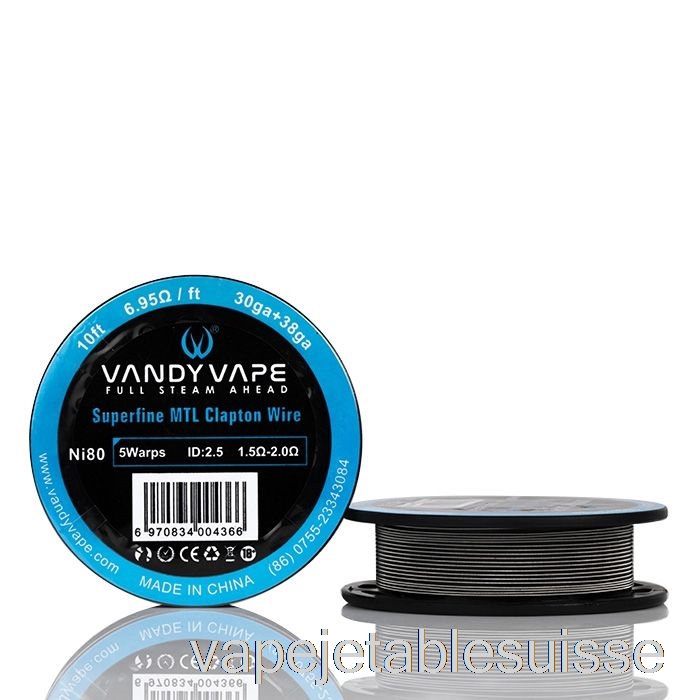 Vape Suisse Vandy Vape Bobines De Fil Mtl Superfines - 10 Pieds 6,95ohm Ni80 Fil Clapton